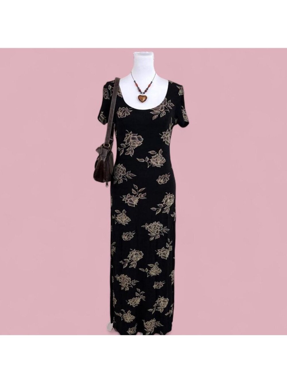 90s floral whimsygoth slinky maxi dress